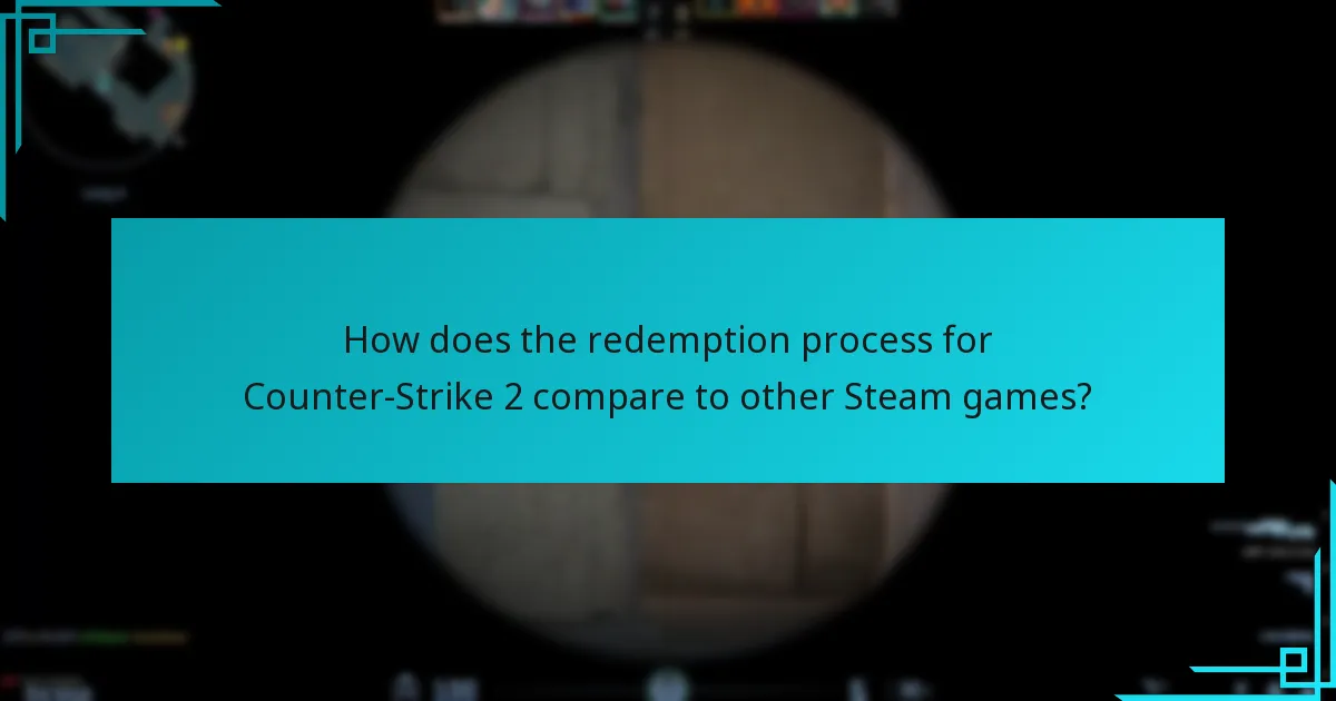 How does the redemption process for Counter-Strike 2 compare to other Steam games?