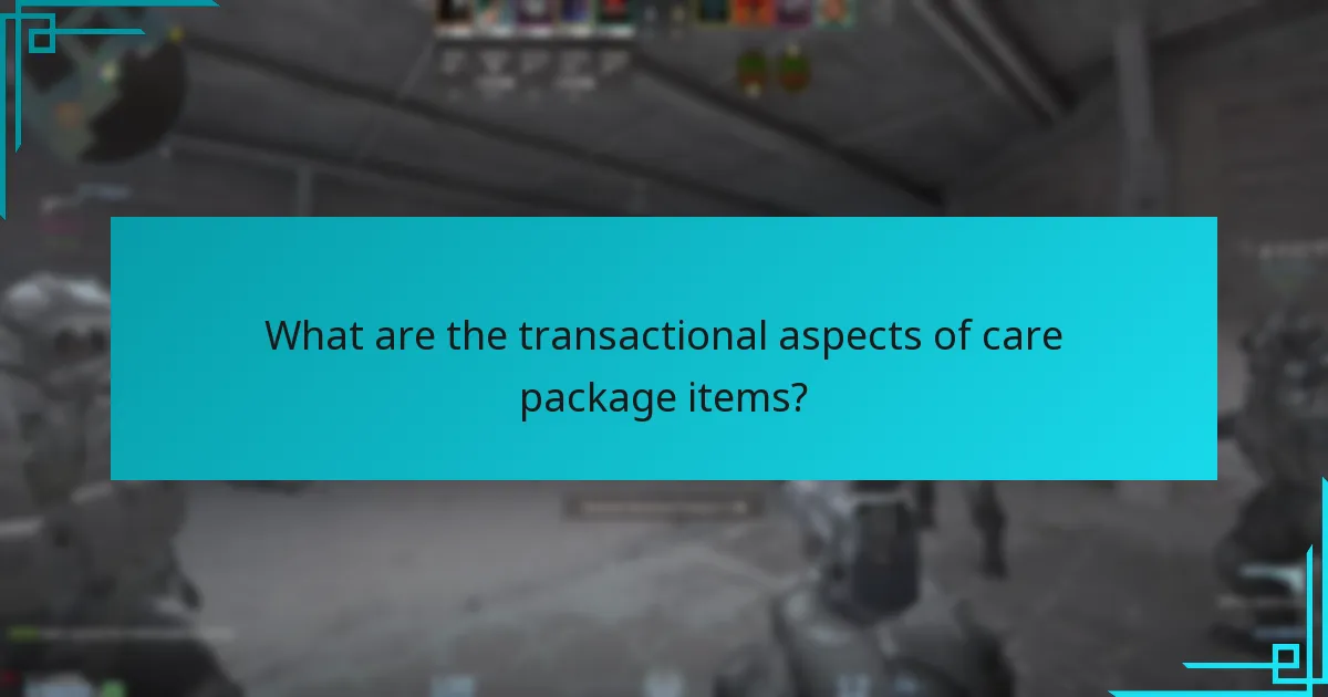 What are the transactional aspects of care package items?