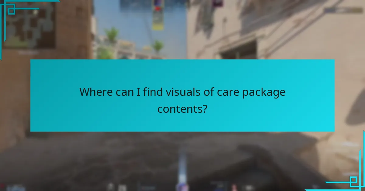 Where can I find visuals of care package contents?